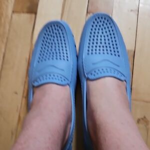 Blue Perforated Loafers Womens 11 Mens 9